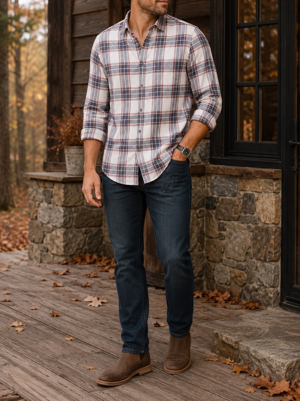 Rails Wyatt Plaid Button‑Up Shirt – White Melange Steel, Men’s XL Premium Shirt